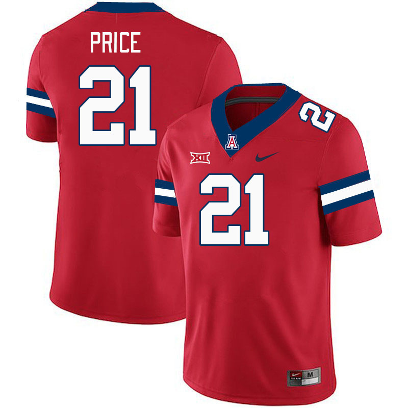 Men #21 Johno Price Arizona Wildcats Big 12 Conference College Football Jerseys Stitched-Red